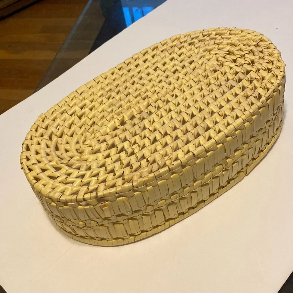 Rattan Weave Oval Basket  12.5 x 3.25 x 4 inches